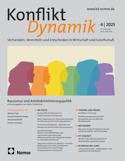 Cover der Ausgabe: Konfliktdynamik Jahrgang 14 (2025), Heft 4