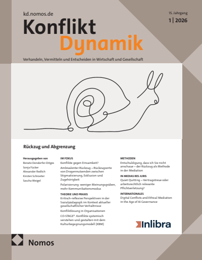 Cover der Ausgabe: Konfliktdynamik Jahrgang 15 (2026), Heft 1