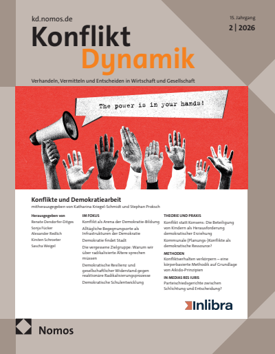 Cover der Ausgabe: Konfliktdynamik Jahrgang 15 (2026), Heft 2