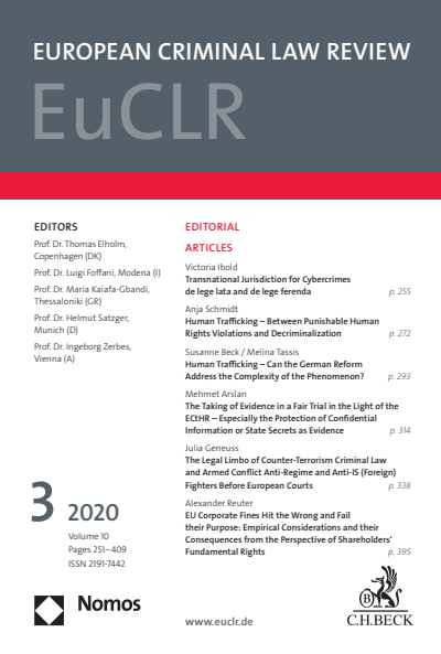 Cover der Ausgabe: EuCLR European Criminal Law Review Jahrgang 10 (2020), Heft 3