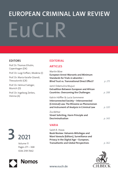 Cover der Ausgabe: EuCLR European Criminal Law Review Jahrgang 11 (2021), Heft 3