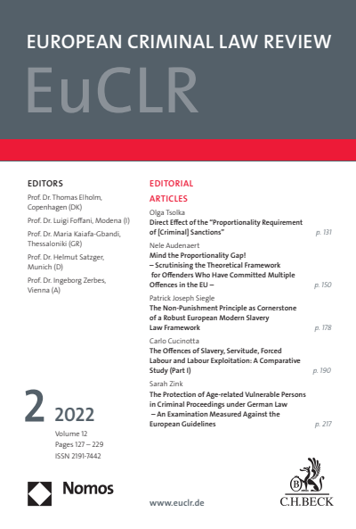 Cover der Ausgabe: EuCLR European Criminal Law Review Jahrgang 12 (2022), Heft 2
