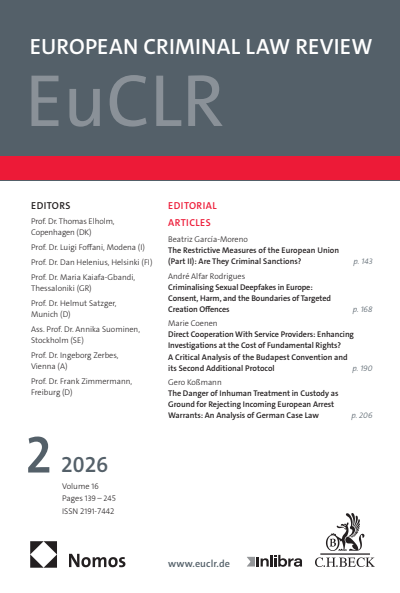 Cover der Ausgabe: EuCLR European Criminal Law Review Jahrgang 16 (2026), Heft 2