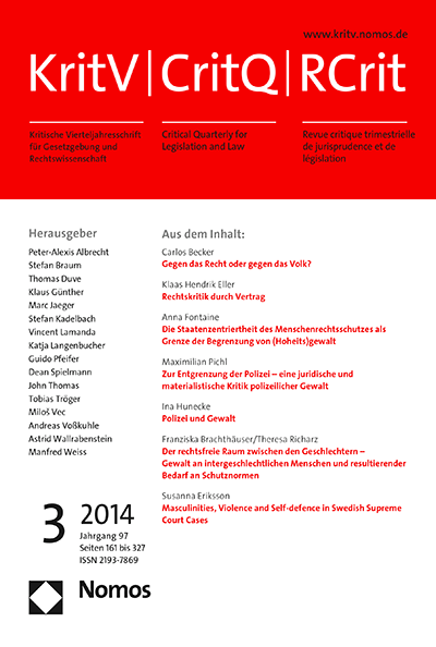 Cover of Volume: KritV Kritische Vierteljahresschrift für Gesetzgebung und Rechtswissenschaft Volume 97 (2014), Edition 3