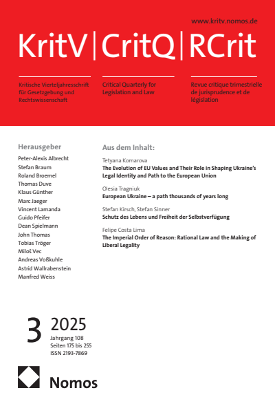 Cover of Volume: KritV Kritische Vierteljahresschrift für Gesetzgebung und Rechtswissenschaft Volume 108 (2025), Issue 3