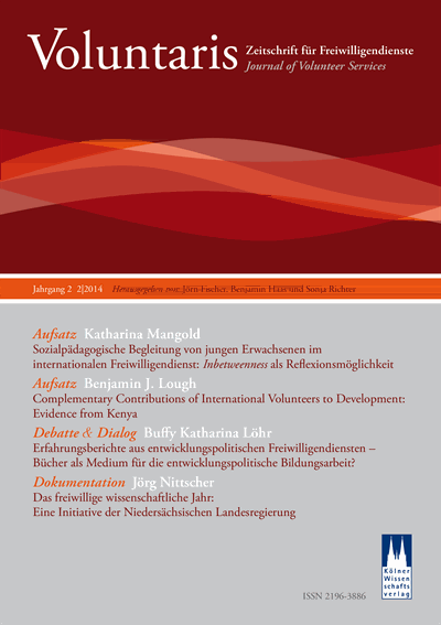 Cover der Ausgabe: Voluntaris Jahrgang 2 (2014), Heft 2