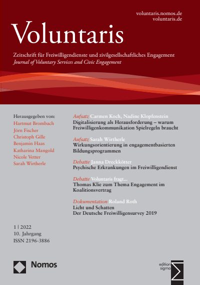 Cover der Ausgabe: Voluntaris Jahrgang 10 (2022), Heft 1