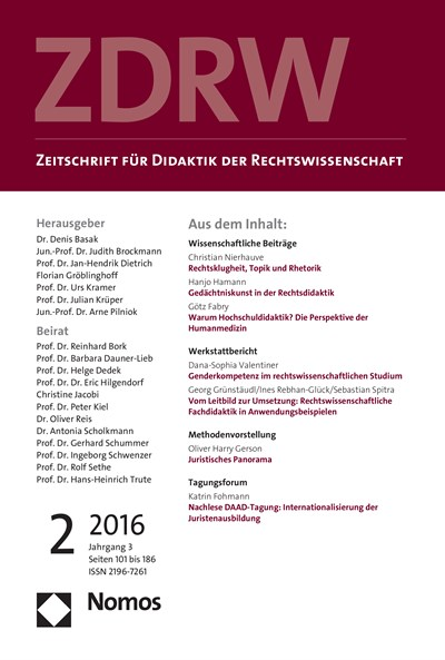 Cover of Volume: ZDRW Zeitschrift für Didaktik der Rechtswissenschaft Volume 3 (2016), Edition 2