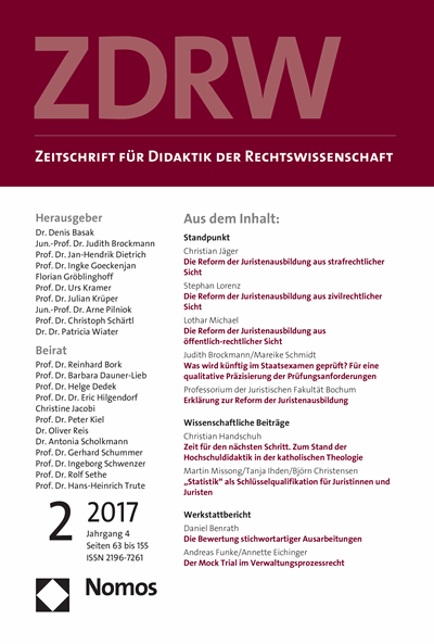 Cover of Volume: ZDRW Zeitschrift für Didaktik der Rechtswissenschaft Volume 4 (2017), Edition 2