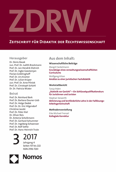 Cover of Volume: ZDRW Zeitschrift für Didaktik der Rechtswissenschaft Volume 4 (2017), Edition 3