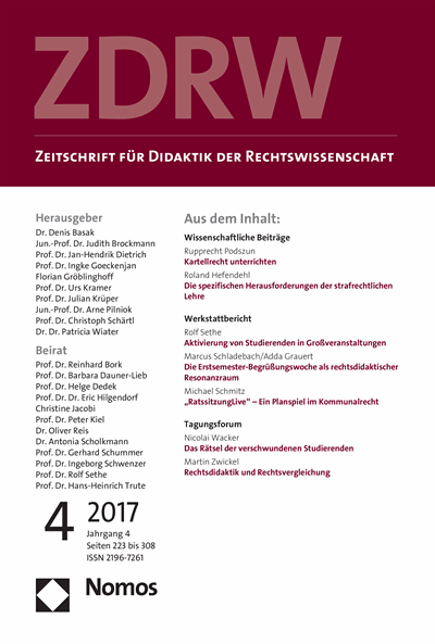 Cover of Volume: ZDRW Zeitschrift für Didaktik der Rechtswissenschaft Volume 4 (2017), Edition 4