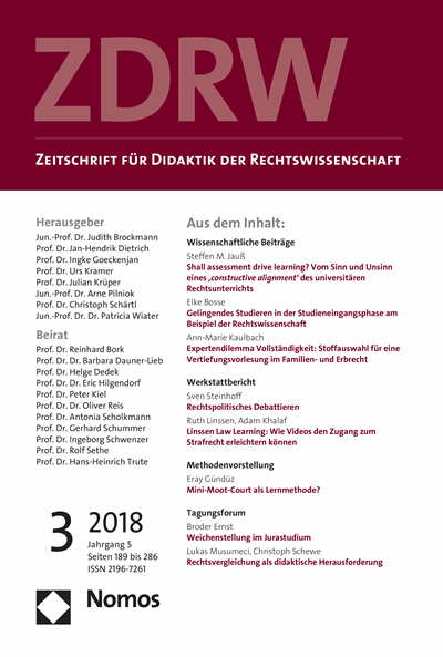 Cover of Volume: ZDRW Zeitschrift für Didaktik der Rechtswissenschaft Volume 5 (2018), Edition 3