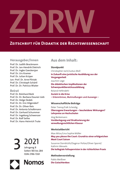 Cover of Volume: ZDRW Zeitschrift für Didaktik der Rechtswissenschaft Volume 8 (2021), Edition 3