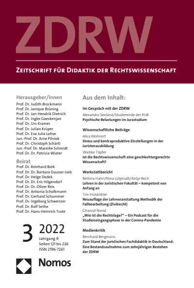 Cover of Volume: ZDRW Zeitschrift für Didaktik der Rechtswissenschaft Volume 9 (2022), Edition 3