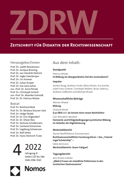 Cover der Ausgabe: ZDRW Zeitschrift für Didaktik der Rechtswissenschaft Jahrgang 9 (2022), Heft 4