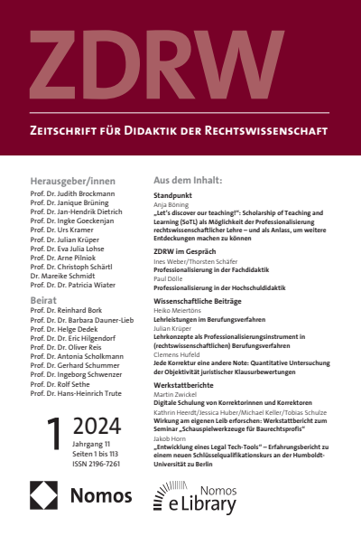 Cover of Volume: ZDRW Zeitschrift für Didaktik der Rechtswissenschaft Volume 11 (2024), Edition 1