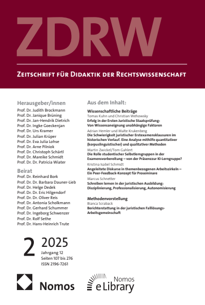 Cover of Volume: ZDRW Zeitschrift für Didaktik der Rechtswissenschaft Volume 12 (2025), Edition 2