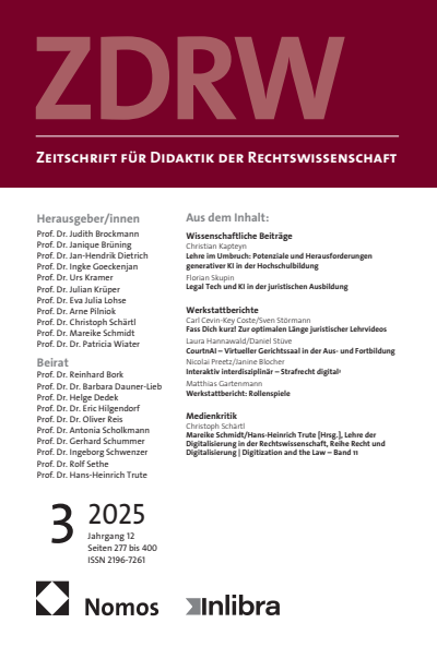 Cover der Ausgabe: ZDRW Zeitschrift für Didaktik der Rechtswissenschaft Jahrgang 12 (2025), Heft 3