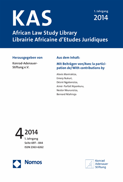 Cover of Volume: KAS African Law Study Library Volume 1 (2014), Edition 4