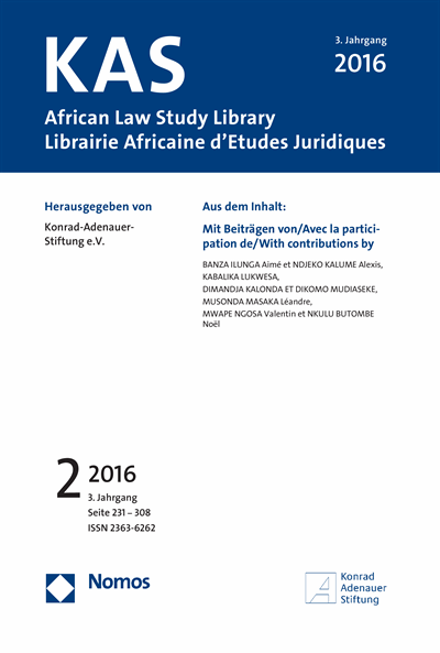 Cover of Volume: KAS African Law Study Library Volume 3 (2016), Edition 2