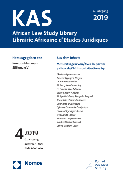 Cover of Volume: KAS African Law Study Library Volume 6 (2019), Edition 4
