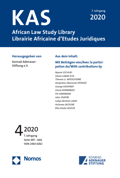 Cover of Volume: KAS African Law Study Library Volume 7 (2020), Edition 4