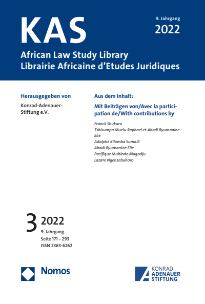 Cover of Volume: KAS African Law Study Library Volume 9 (2022), Edition 3