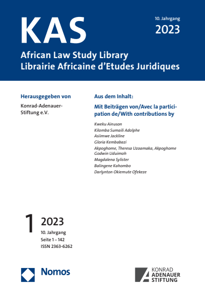 Cover der Ausgabe: KAS African Law Study Library Jahrgang 10 (2023), Heft 1