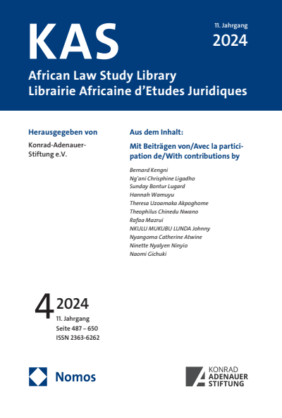 Cover of Volume: KAS African Law Study Library Volume 11 (2024), Edition 4