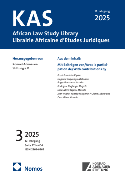 Cover der Ausgabe: KAS African Law Study Library Jahrgang 12 (2025), Heft 3