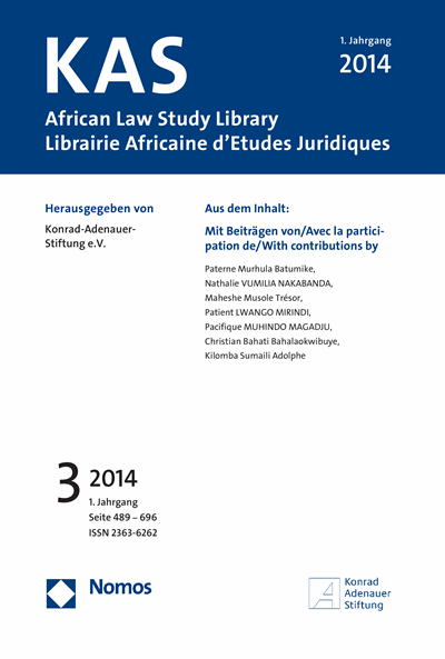 Cover of Volume: KAS African Law Study Library Volume 1 (2014), Edition 3