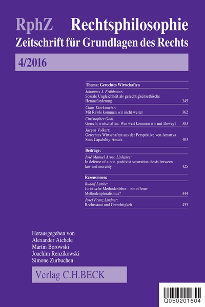 Cover der Ausgabe: RphZ Rechtsphilosophie Jahrgang 2 (2016), Heft 4