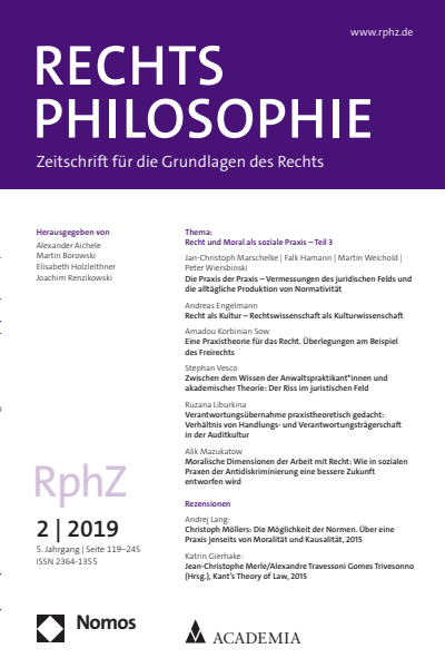 Cover der Ausgabe: RphZ Rechtsphilosophie Jahrgang 5 (2019), Heft 2