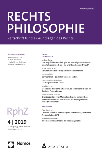 Cover der Ausgabe: RphZ Rechtsphilosophie Jahrgang 5 (2019), Heft 4