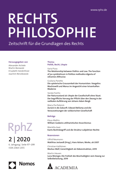 Cover der Ausgabe: RphZ Rechtsphilosophie Jahrgang 6 (2020), Heft 2