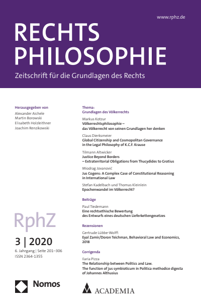 Cover der Ausgabe: RphZ Rechtsphilosophie Jahrgang 6 (2020), Heft 3