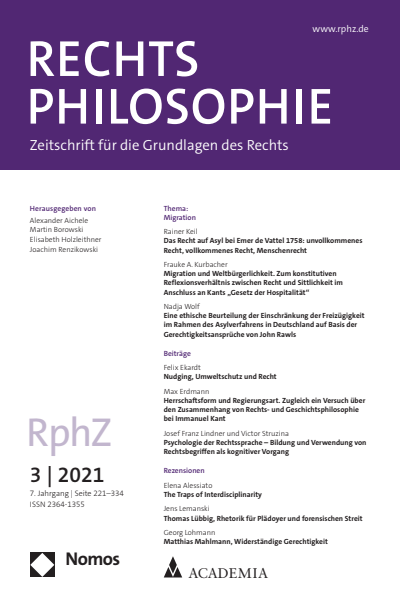 Cover der Ausgabe: RphZ Rechtsphilosophie Jahrgang 7 (2021), Heft 3