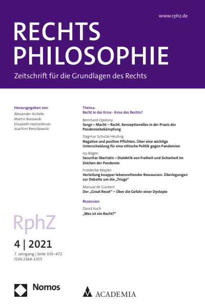 Cover der Ausgabe: RphZ Rechtsphilosophie Jahrgang 7 (2021), Heft 4