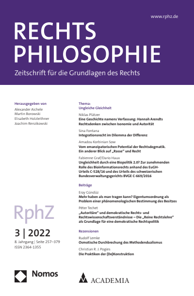 Cover der Ausgabe: RphZ Rechtsphilosophie Jahrgang 8 (2022), Heft 3