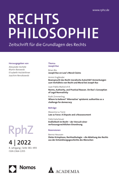 Cover der Ausgabe: RphZ Rechtsphilosophie Jahrgang 8 (2022), Heft 4