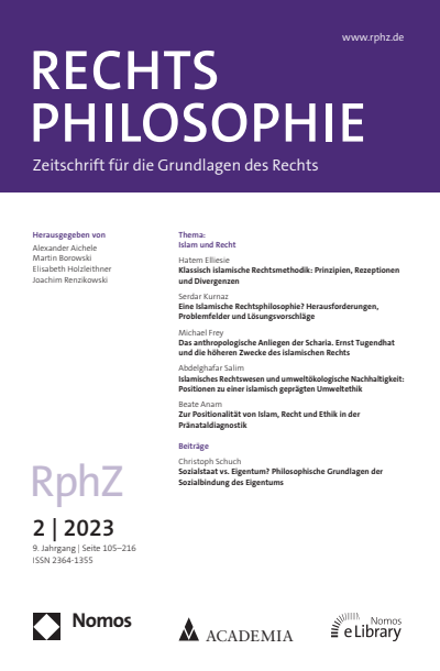 Cover der Ausgabe: RphZ Rechtsphilosophie Jahrgang 9 (2023), Heft 2