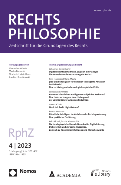 Cover der Ausgabe: RphZ Rechtsphilosophie Jahrgang 9 (2023), Heft 4