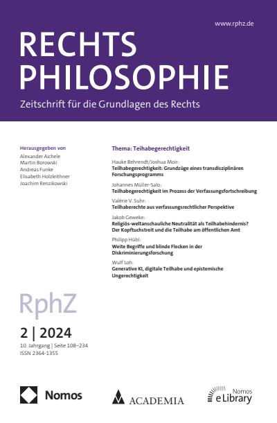 Cover der Ausgabe: RphZ Rechtsphilosophie Jahrgang 10 (2024), Heft 2