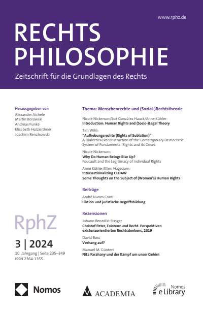 Cover der Ausgabe: RphZ Rechtsphilosophie Jahrgang 10 (2024), Heft 3