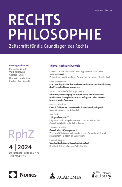 Cover der Ausgabe: RphZ Rechtsphilosophie Jahrgang 10 (2024), Heft 4