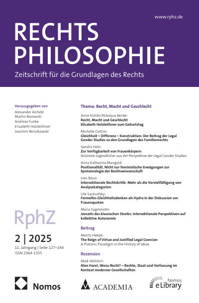 Cover der Ausgabe: RphZ Rechtsphilosophie Jahrgang 11 (2025), Heft 2