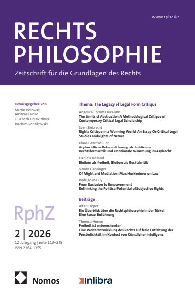 Cover of Volume: RphZ Rechtsphilosophie Volume 12 (2026), Issue 2
