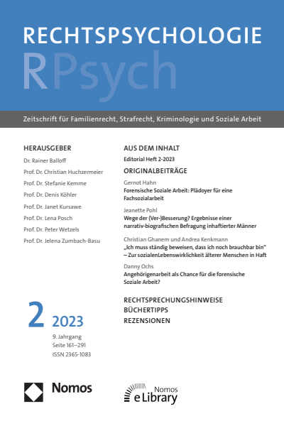 Cover der Ausgabe: RPsych Rechtspsychologie Jahrgang 9 (2023), Heft 2