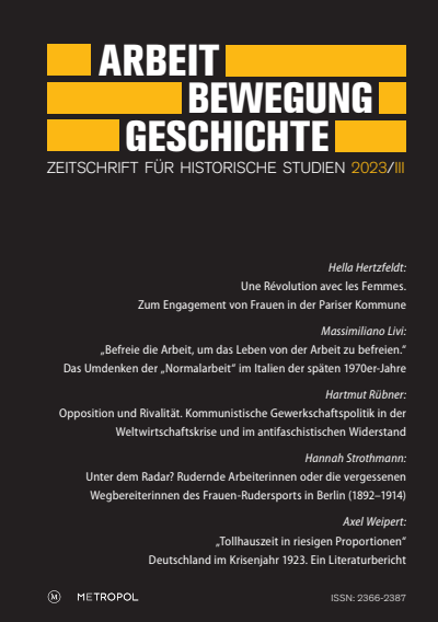 Cover der Ausgabe: Arbeit – Bewegung – Geschichte Jahrgang 22 (2023), Heft 3