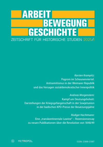 Cover der Ausgabe: Arbeit – Bewegung – Geschichte Jahrgang 24 (2025), Heft 1